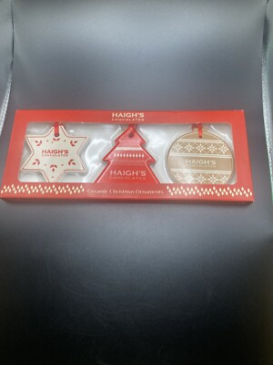 Haigh Chocolates Ceramic Christmas Ornaments Tree Decorations 3 In The Box