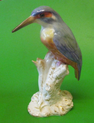 Vintage Royal Worcester Vogel Figur Eisvogel auf Baumstumpf 2666
