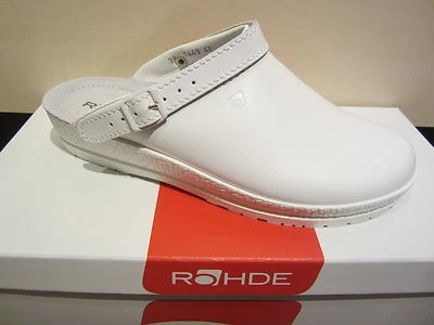 Rohde Damen Clogs Sabot Pantoffel Hausschuhe Sabot Schuhe Leder weiss 1441