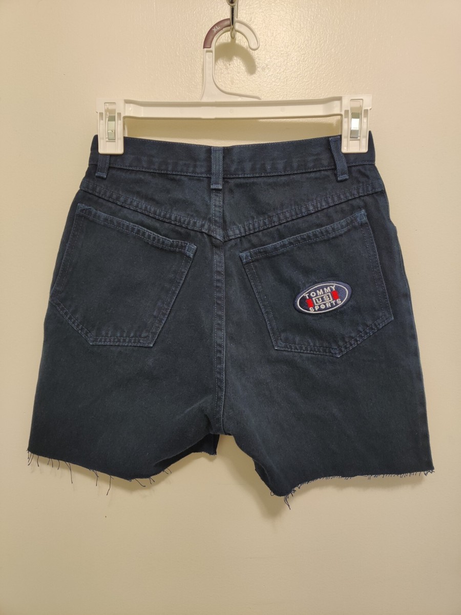 Vintage Tommy Hilfiger Jean Shorts XS Sport Pocket Patch Grunge
