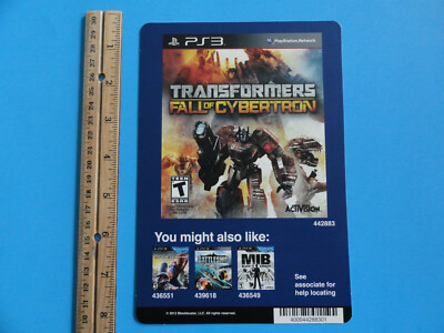 PLAYSTATION 3 TRANSFORMERS FALL OF CYBERTRON BLOCKBUSTER BACKER CARD --NO GAME