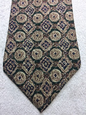 TOMMY HILFIGER  MENS TIE BEIGE BROWN GREEN 4 X 59