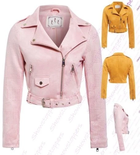 Chamarra biker rosa sales