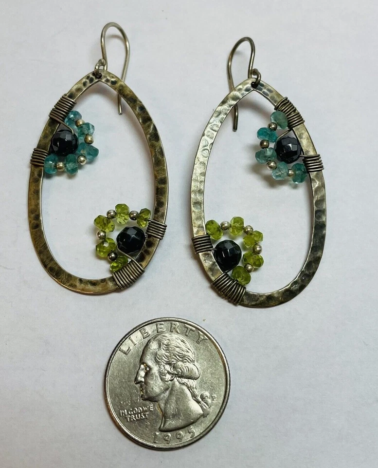 Silpada Sterling 925 Silver Hematite Peridot and Apatite Dangle W2216 Earrings - Image 4 of 4