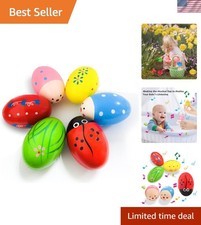 Egg Shakers Maracas for Kids, 6 Pack Wooden Percussion Musical Egg Easter Mar...