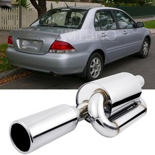Twin Loop Exhaust Muffler 2.5 Inlet 4.0 Tip Polished For Mitsubishi Lancer Twin Loop Exhaust Muffler 2.5 Inlet 4.0 Tip Polished For Mitsubishi Lancer