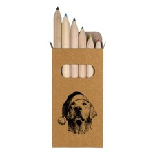 6 x 'Christmas Golden Retriever' Short Colour Pencils PE00086496