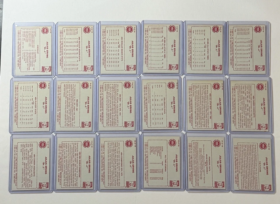 Star JULIUS ERVING 1985 "DR. J" JUEGO COMPLETO (18 cartas) Sixers 1984 Foto 2 de 2
