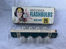Vintage Sylvania Flashbulbs Blue Dot Press 25 P25 clear camera box Of 8