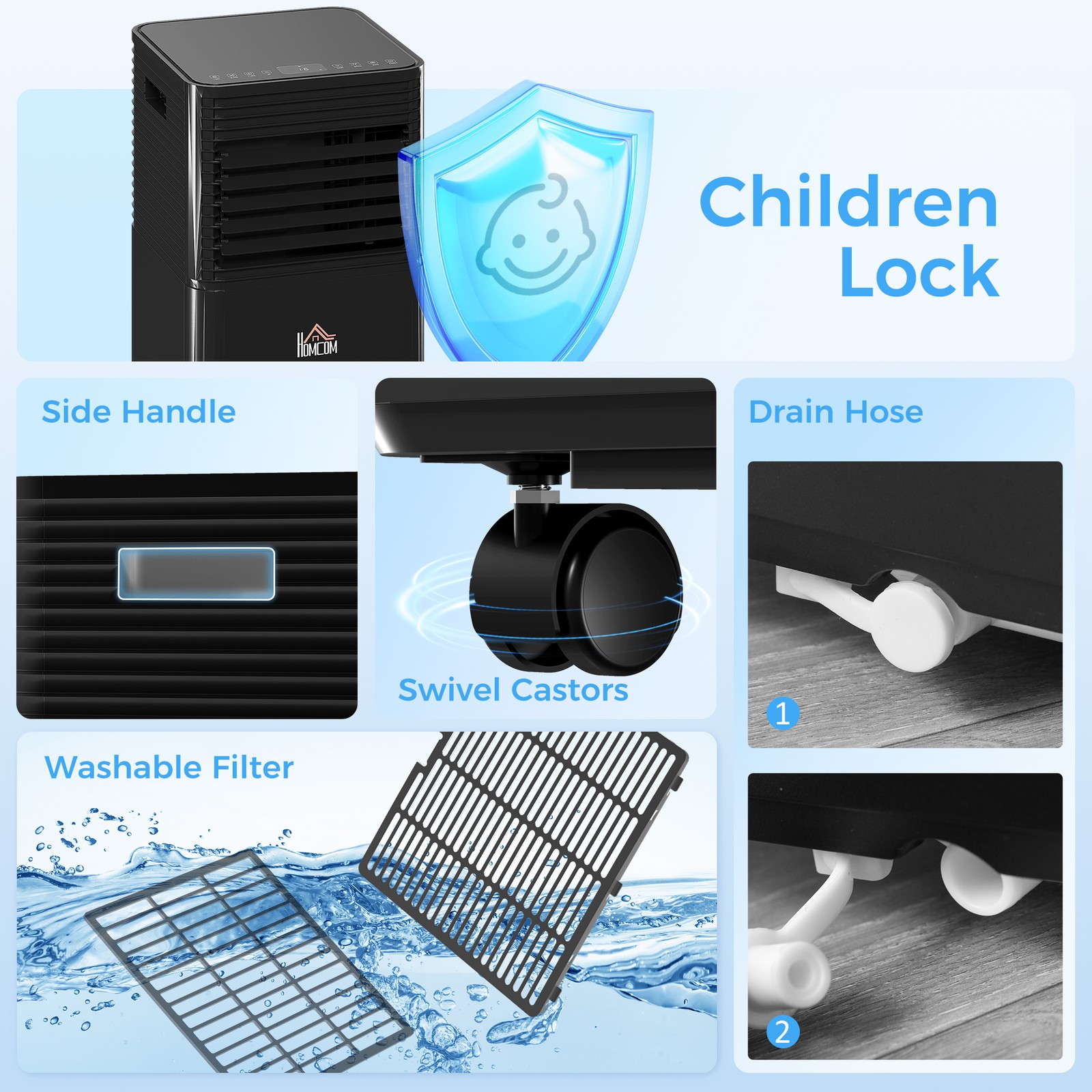 10000 BTU Portable Air Conditioner w/ 4 Modes for Home Office, Black