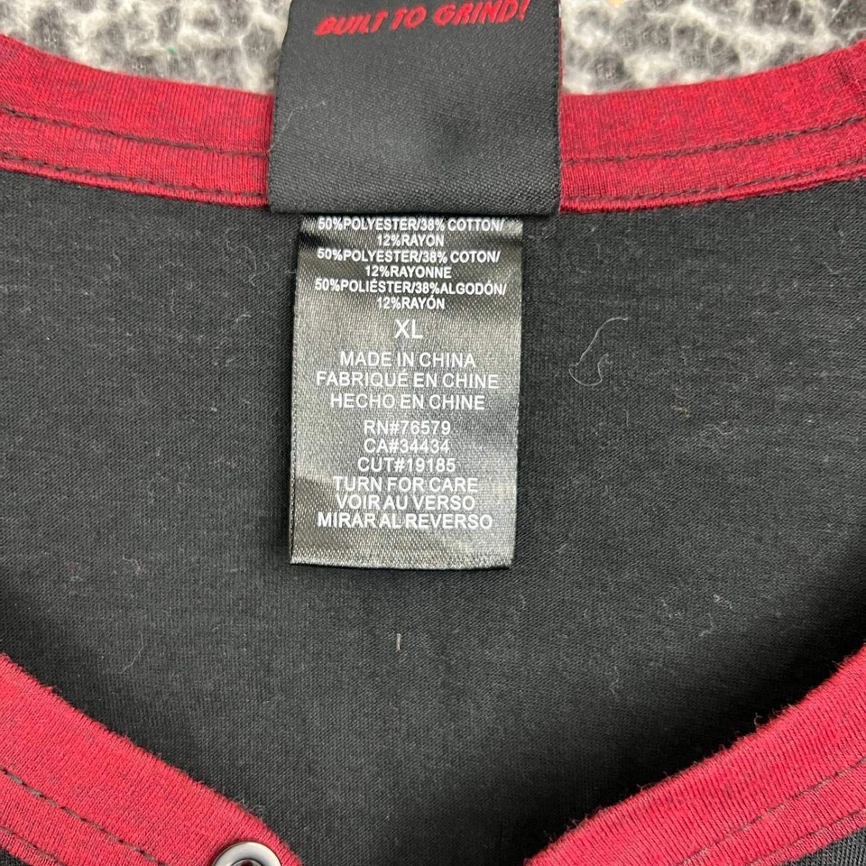 Camisa masculina independente extra grande preta vermelha manga longa Henley GG - Imagem 4 de 4