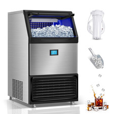 Commercial Ice Maker Machine 550LBS/24H with 185LBS Large Ice Storage Bin, 162Pc