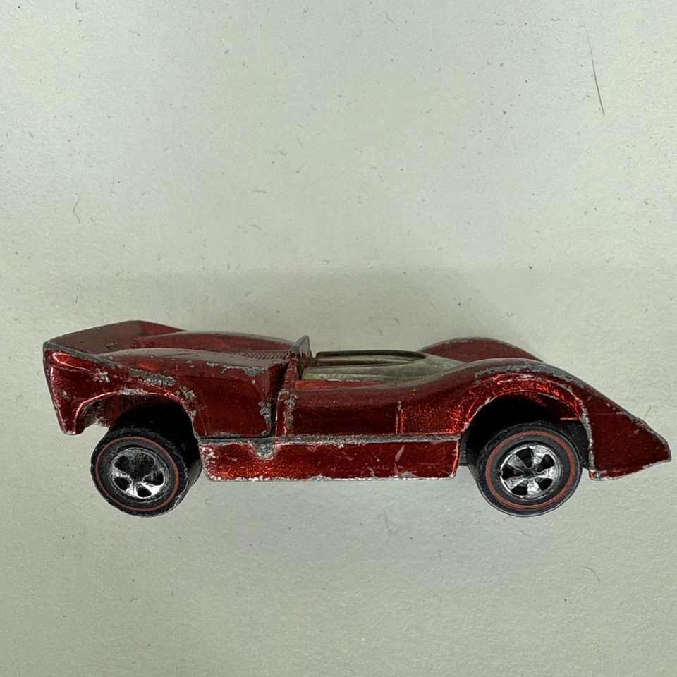 1968 Mattel Hot Wheels Redline McLaren M6A vermelho colecionável de metal fundido carro de brinquedo infantil - Imagem 4 de 4
