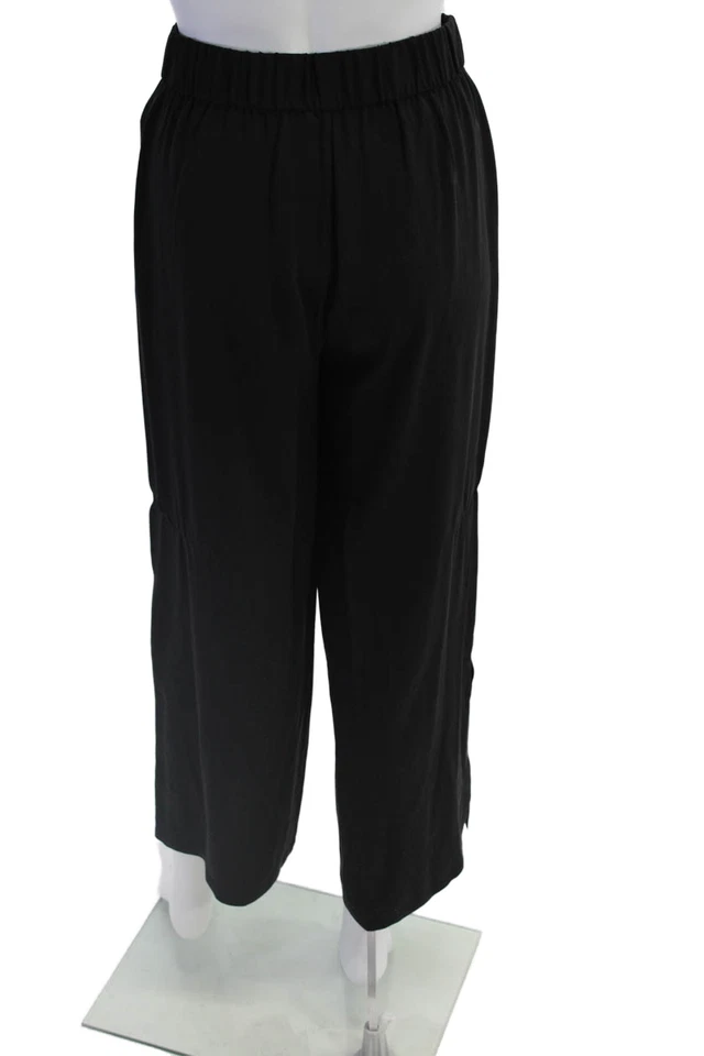 Eileen Fisher Women Cropped Silk Pants Black Petite Size 2XS - Image 3 of 4
