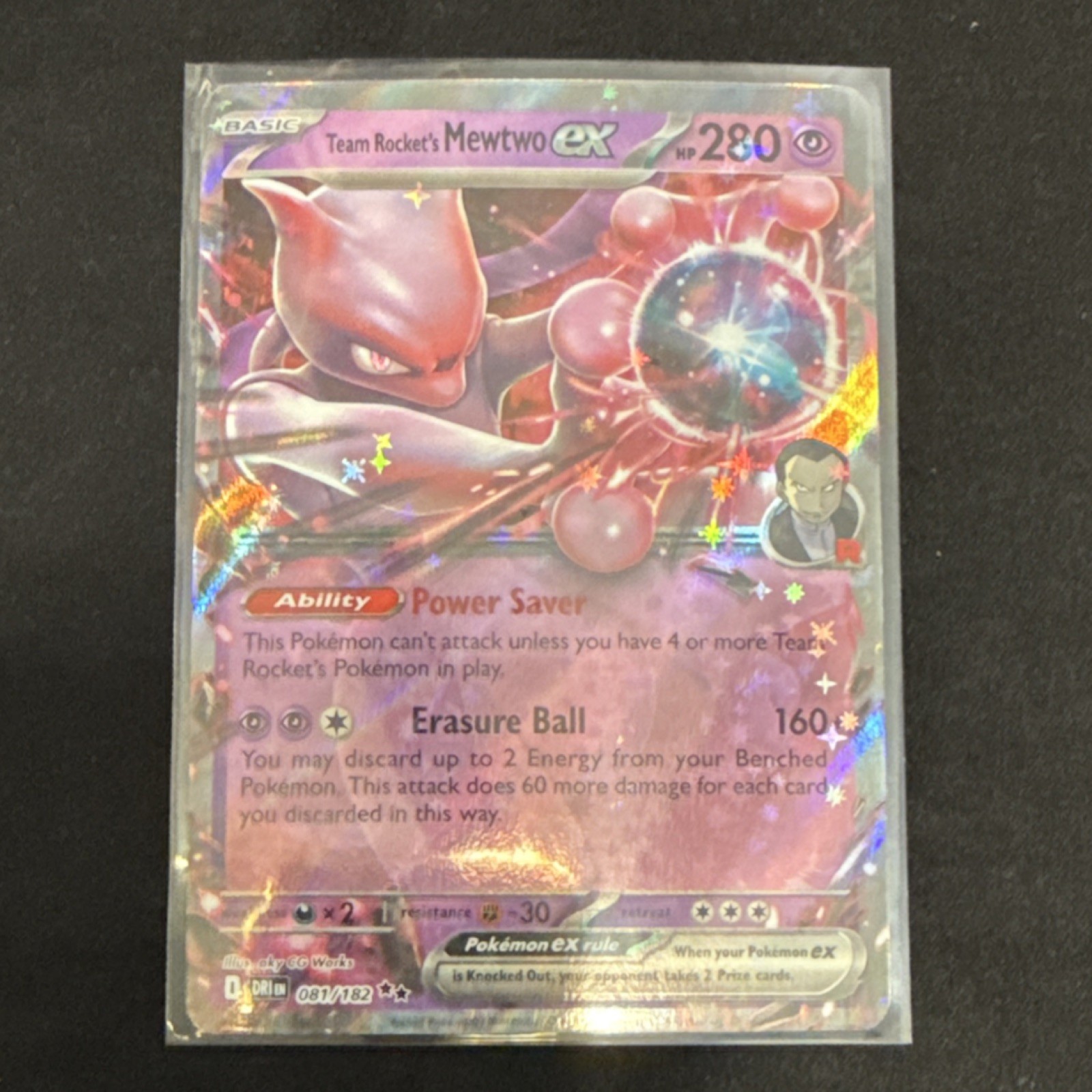 Pokémon Team Rocket Mewtwo EX Holo Card 081/182 English Basic Psychic