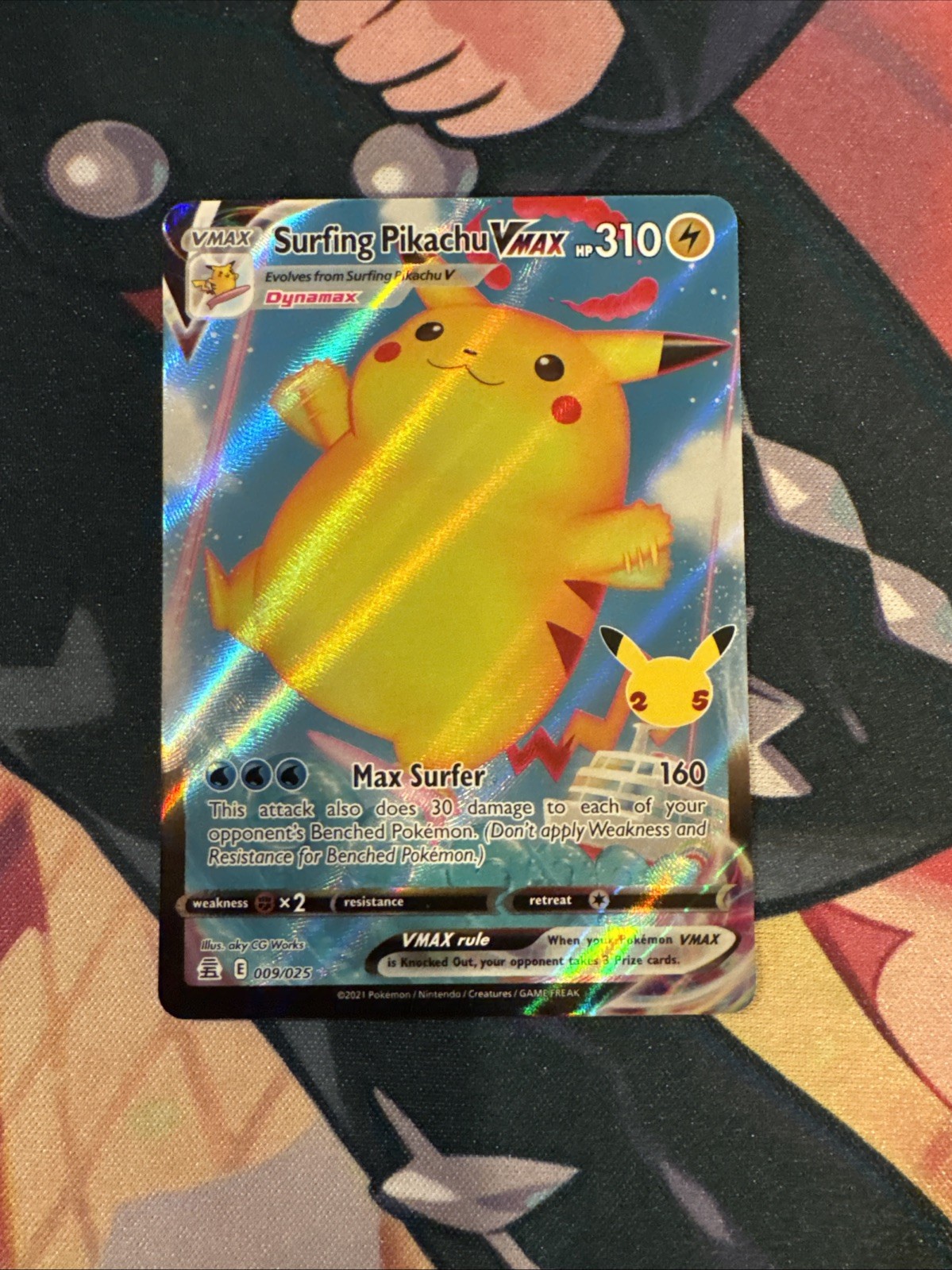 Surfing Pikachu Vmax 009/025 Celebrations NM Full Art Ultra Rare Pokemon Card