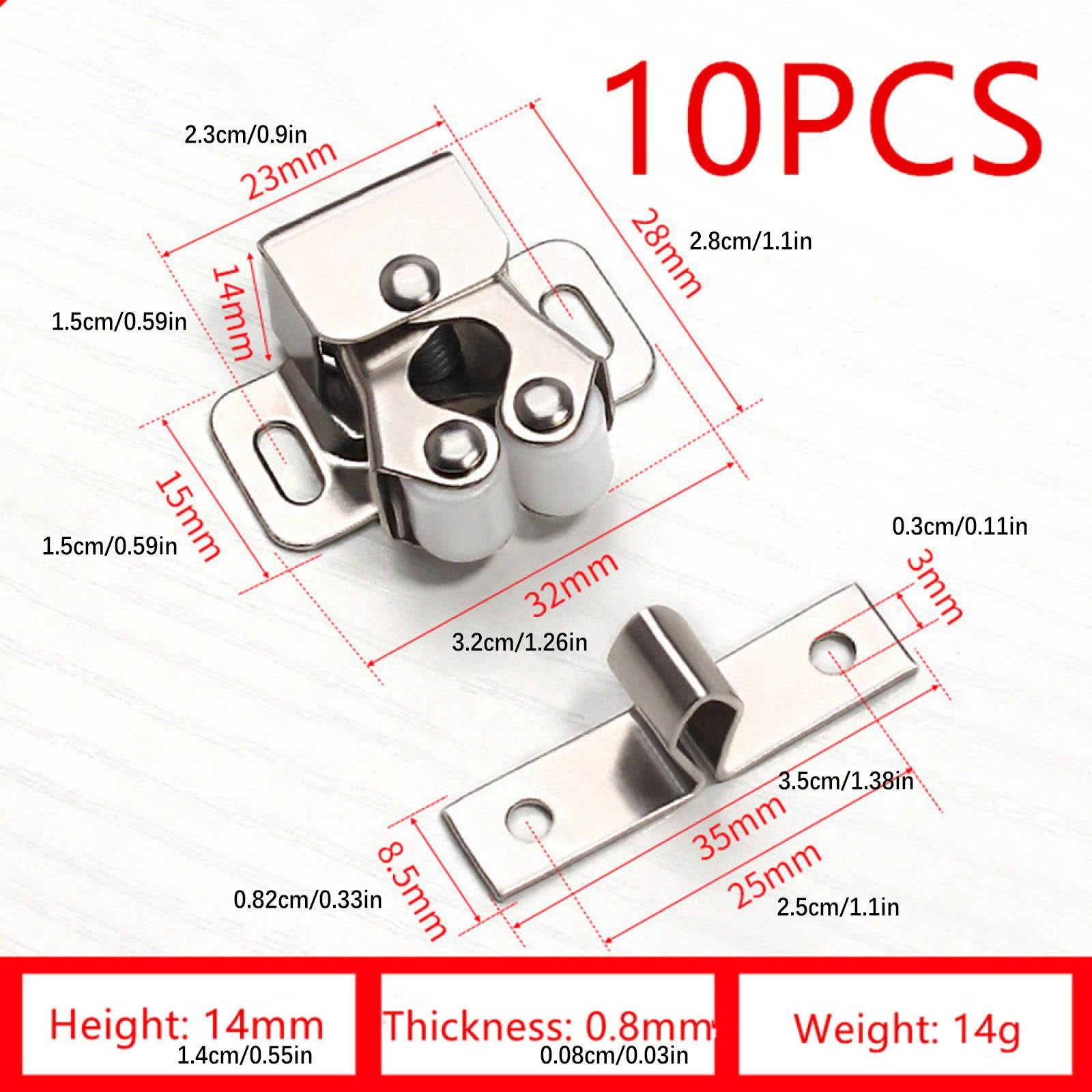 10Pcs Silver Home Door Cabinet Cupboard Furniture Catch Stopper Roller Latch sd
