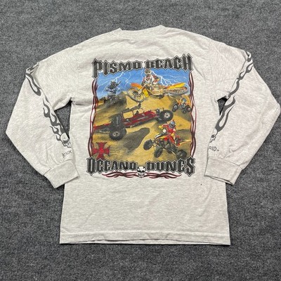 Vintage Y2K Pismo Beach Oceano Dunes Off-Road Motorsport Shirt Small 18x25 Gray
