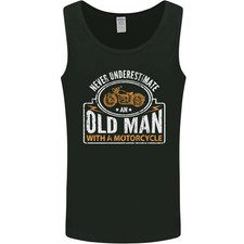 Old Man With a Motorcycle Biker motorcycle Mens Vest Tank Top