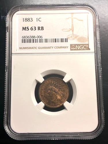 1883 Indian Head Cent Penny NGC Graded MS-63 RB