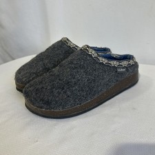 LL Bean Women's Gray Wool Size 7 Slip On Slippers Clogs Mules Slides