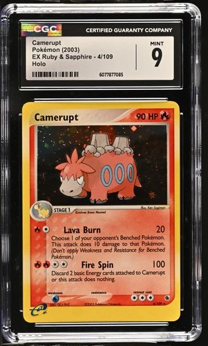 CGC 9 MINT Camerupt 2003 EX Ruby & Sapphire 4/109 Holo Pokemon Card