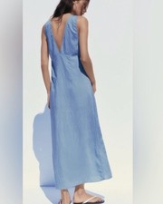 Zara Embroidered Midi Dress New