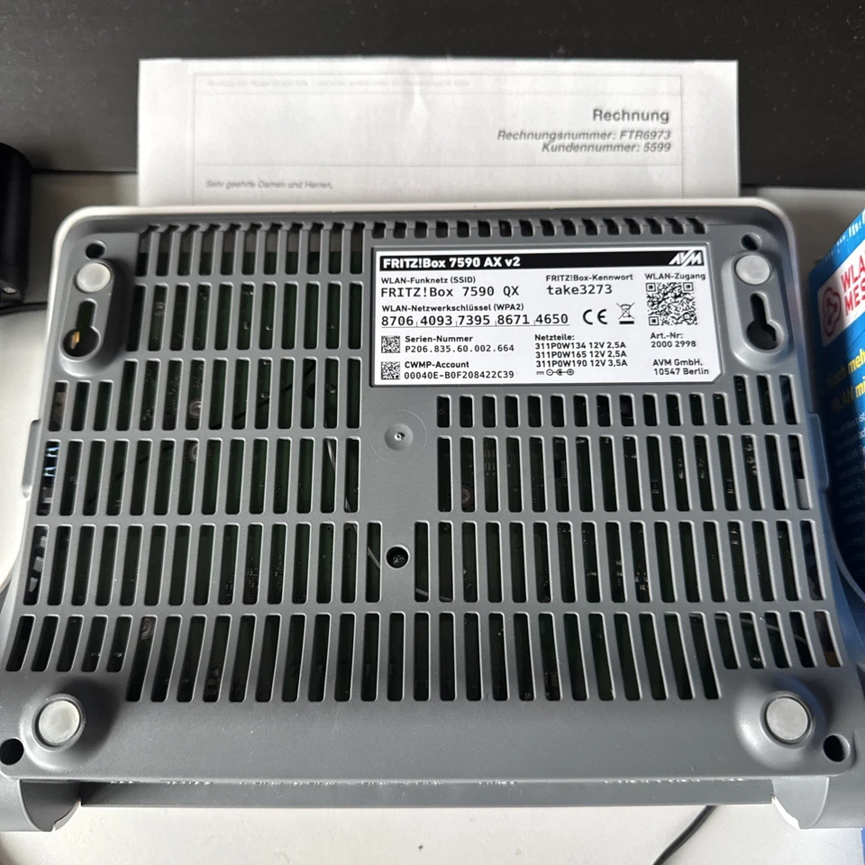 Router Modem AVM FRITZ!Box 7590 AX V2 Wi-Fi 6 bis 2.400 MBit/s 5GHz/2,4 GHz Weiß - Bild 2 von 3