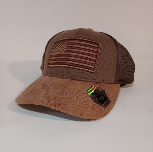 Runs Deep Tactical American Flag Snapback Brown Mesh Back Cap New - Afbeelding 1 van 7