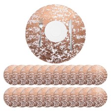 100Pcs Rose Gold Foil Disposable Placemats, 13" Round Chargers for Dinner Plates