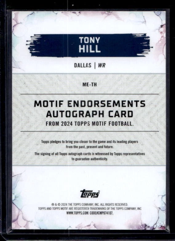 Tony Hill Auto /5! 2023 Topps Motif Endorsements Dallas Cowboys Autograph - Image 2 of 2