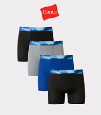 Hanes Men's Boxer Brief Sport X-Temp Air Tagless FreshIQ 4-Pack Large (36-38")