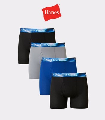Hanes Men's Boxer Brief Sport X-Temp Air Tagless FreshIQ 4-Pack X-Large (40-42'')