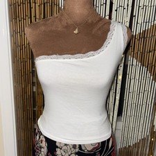 Women s gaze White One-Shoulder Lace-Trim Tan...
