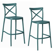Sgabelli da bar set da 2 verde petrolio sprint plastica h 75 cm