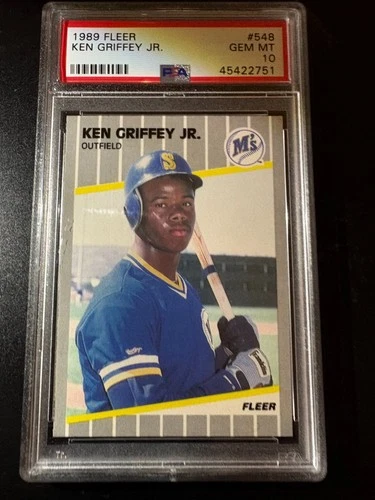 KEN GRIFFEY JR.~1989 FLEER PSA-10 GEM-MT BASEBALL ROOKIE RC CARD #548