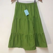 Skirt Girls L 10/12 Maxi Green Ruffle Tiered Colorful Cotton Mom and Pop's Kids