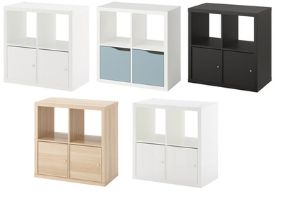 IKEA KALLAX Regal mit Türen Aufbewahrungswürfel Bücherregal mehrfarbig 77x77cm