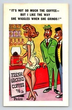 Comic Postkarte: Pedro. Coffee Shop Mädchen wackelt unten beim Schleifen. Unbespielt.