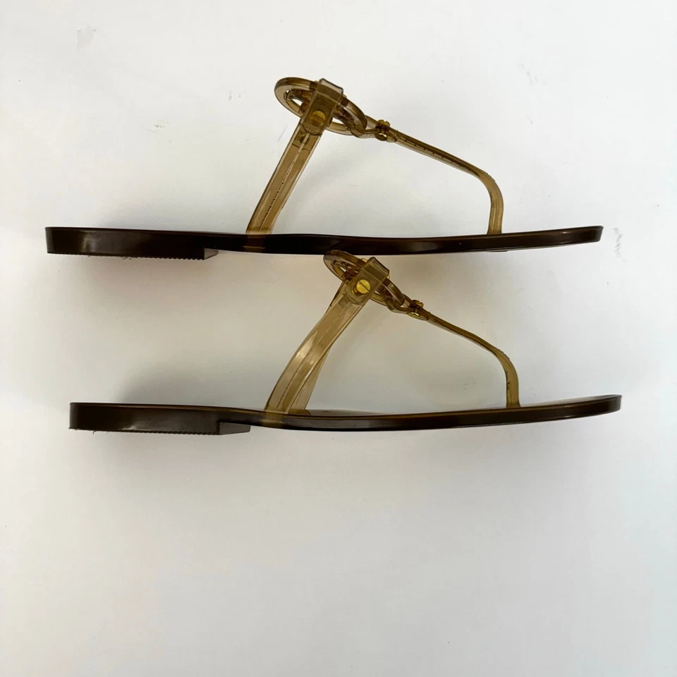 Tory Burch Mini Miller Jelly Thong Flip Flops Sandals Light Brown Clear Size 7 - Image 4 of 4