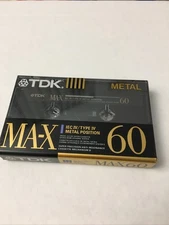 TDK MA-X 60 Minute Cassette Tape Metal Position IEC IV/Type IV - New Unopened