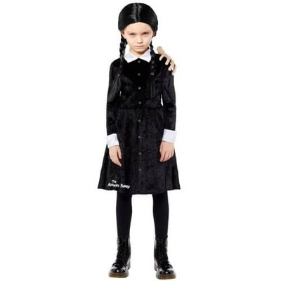 Wednesday Addams Kinderkostüm Original  Kleid & Perücke   Gr.134 (8-10Jahre)