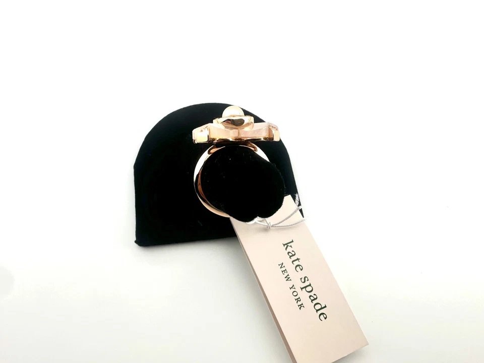 ANILLO FLOR KATE SPADE CON PERLA Y CRISTALES NUEVO CON ETIQUETAS TALLA 4.5 Foto 4 de 4