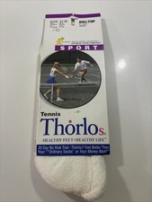 VTG Thorlos Sport Tennis Crew Socks Unisex White Roll Top T-11