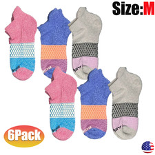 6 Pair Bombas Women's Adults Tri-Block Marl Ankle Sock 6 Color Select Size M USA