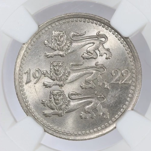 1922 Estonia 5 Marks - NGC MS 63