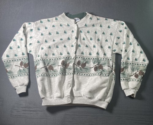 Vintage Artisans Pine Tree Pine Cone Cardigan M