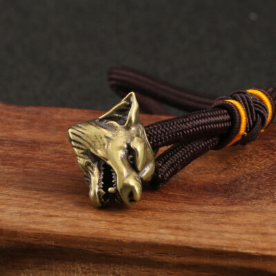 Brass Wolf Head Shape Paracord Bead Lanyard Bead Knife Beads Bracelet Bead US