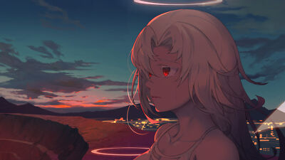 Anime Girls Artwork Nimbus Tears Blonde Red Eyes  Gaming Mat Desk 43666