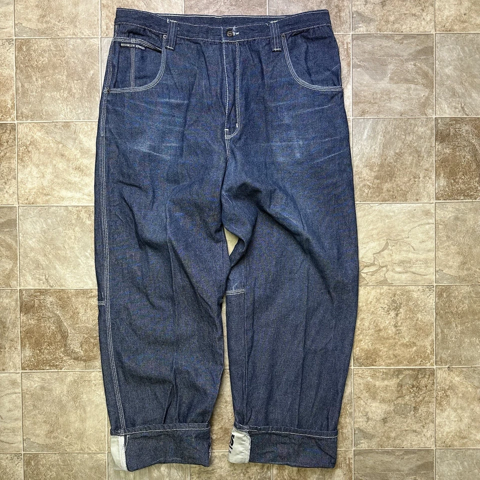 Pantalones de mezclilla de carpintero holgados Brooklyn Express de colección patinador grunge pierna ancha Y2K para hombre 40x30 Foto 2 de 4